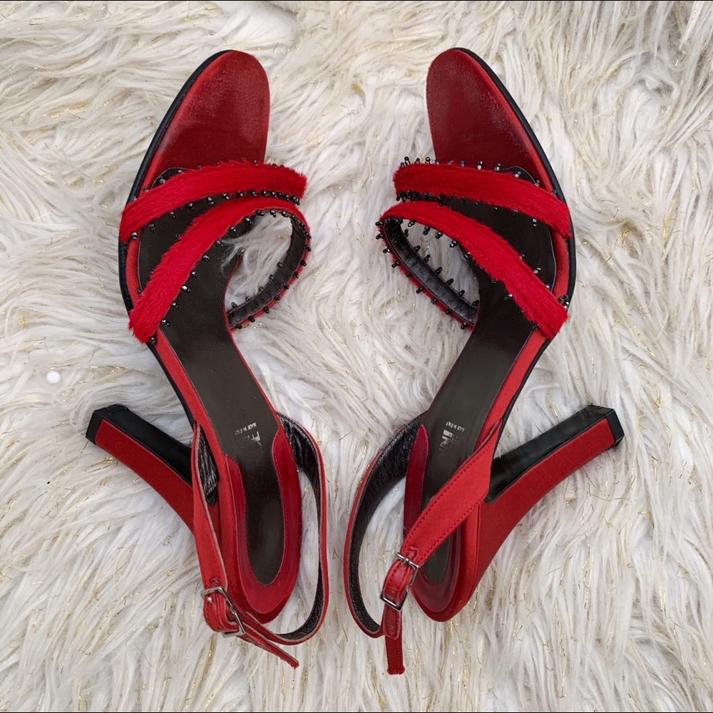 RARE Gianni Versace 1990s Red Pony Beaded Heels